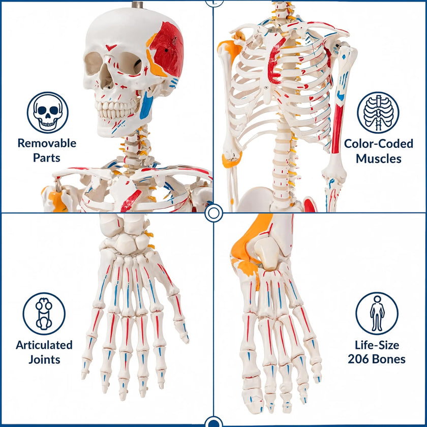 Life-Size Human Skeleton with Muscles and Ligaments Model 180CM Tall